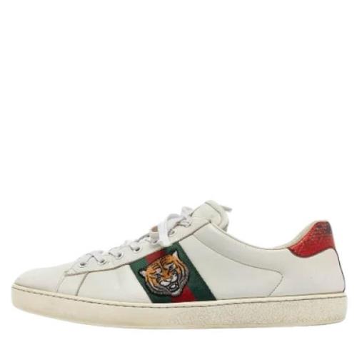 Pre-owned Leather sneakers Gucci Vintage , White , Heren