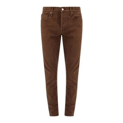 Bruine Denim Broek met Metalen Knopen Tom Ford , Brown , Heren