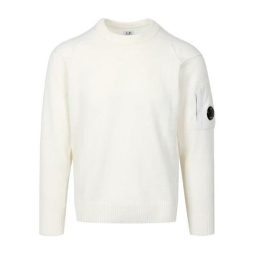 Witte Lamswol Crew Neck Sweater C.p. Company , White , Heren