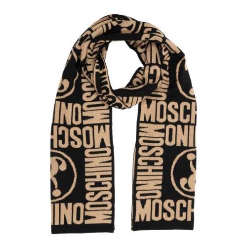 Logo Multikleur Wollen Sjaal Moschino , Black , Dames