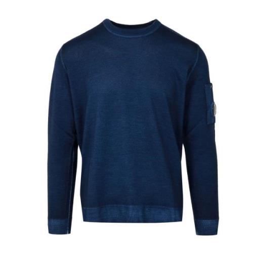 Blauwe Merinowol Ronde Hals Sweater C.p. Company , Blue , Heren