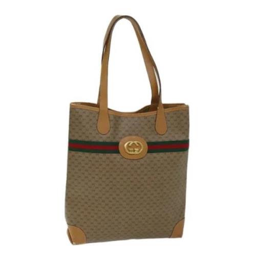 Pre-owned Leather totes Gucci Vintage , Beige , Dames