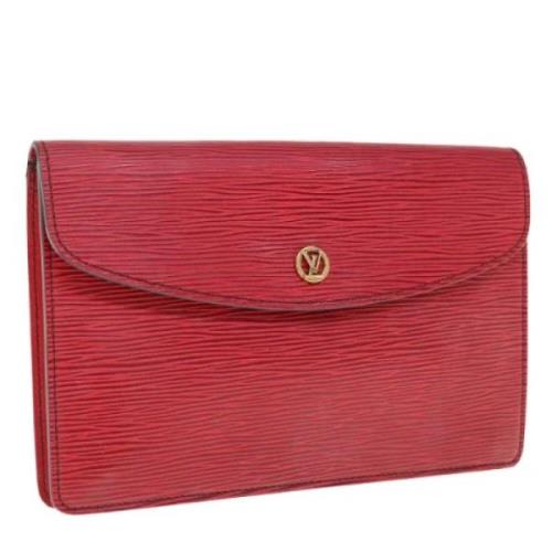 Pre-owned Leather clutches Louis Vuitton Vintage , Red , Dames