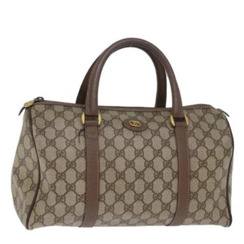 Pre-owned Leather travel-bags Gucci Vintage , Beige , Dames