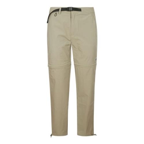 Bruine Nylon Broek met Rits en Gesp Sluiting K-Way , Brown , Heren