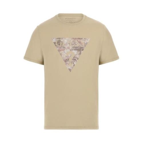 Korte Mouw T-shirt Guess , Beige , Heren