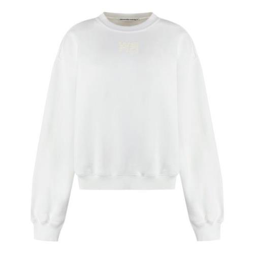 Geribbelde Katoenen Crew-Neck Sweatshirt Alexander Wang , White , Dame...