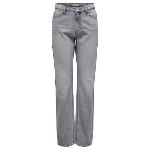 Straight Denim Jeans Only , Gray , Dames