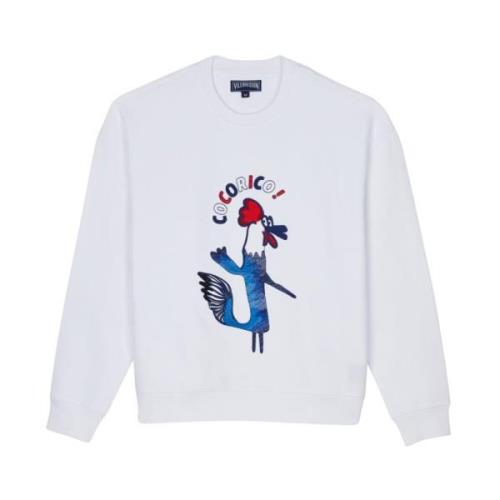 Heren Cocorico Sweatshirt met Borduursel Vilebrequin , White , Heren