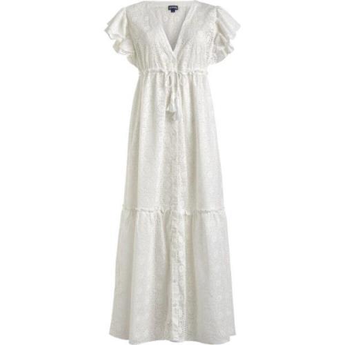 Lang Broderie Anglaise Katoenen Jurk Vilebrequin , White , Dames