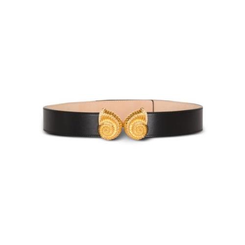 Leren riem met versierde gesp Balmain , Black , Dames