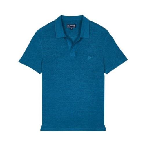 Heren Linnen Jersey Polo Shirt Vilebrequin , Blue , Heren