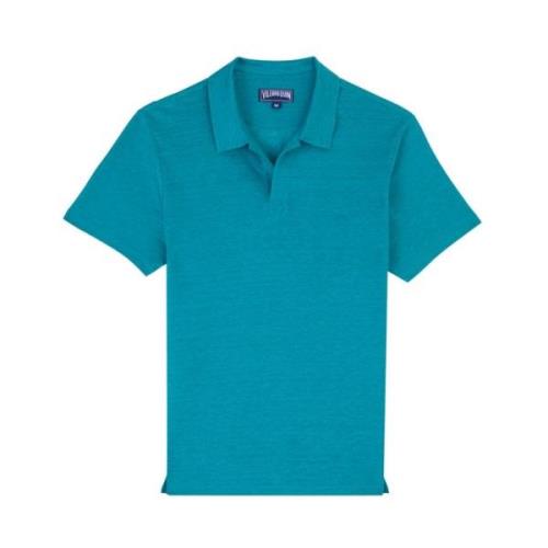 Heren Linnen Jersey Polo Shirt Vilebrequin , Blue , Heren