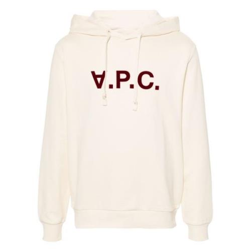 Unisex Logo Flocked Hoodie A.p.c. , Beige , Heren