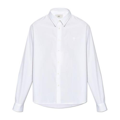 Shirt met logo Ami Paris , White , Heren