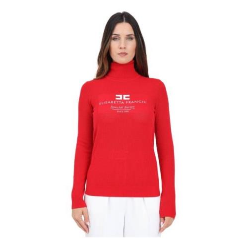 Rode coltrui met logo detail Elisabetta Franchi , Red , Dames