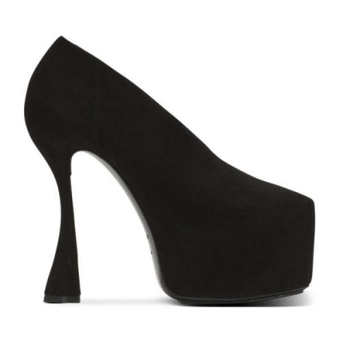 Eden platform pumps in suède Balmain , Black , Dames