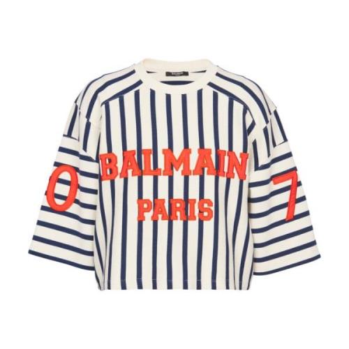 Baseball cropped T-shirt Balmain , Multicolor , Dames