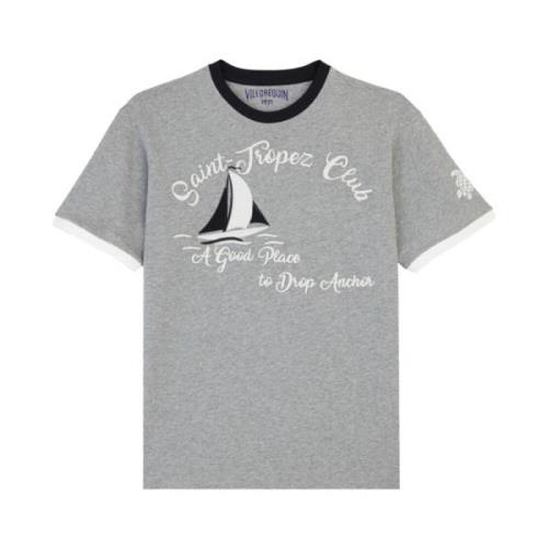 Katoenen Sail T-Shirt met Ronde Hals Vilebrequin , Gray , Heren