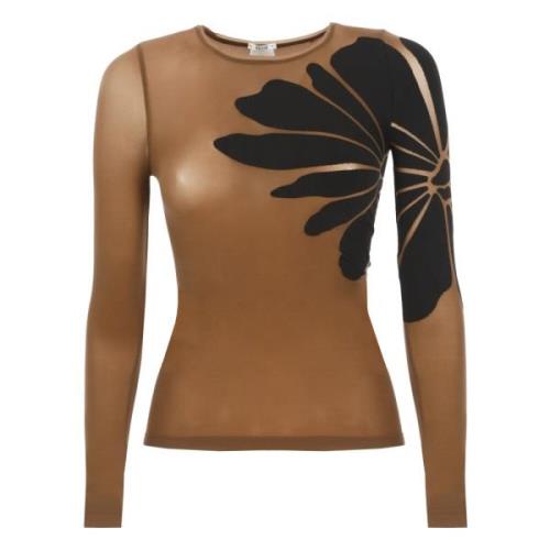 Bruine T-shirt met Contrasterende Elastische Inzetstukken Wolford , Br...