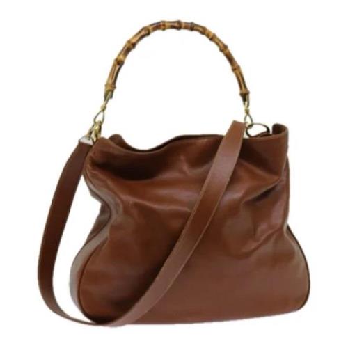 Pre-owned Leather handbags Gucci Vintage , Brown , Dames