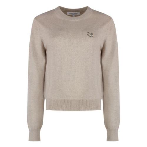 Vos Patch Wollen Trui Maison Kitsuné , Beige , Dames