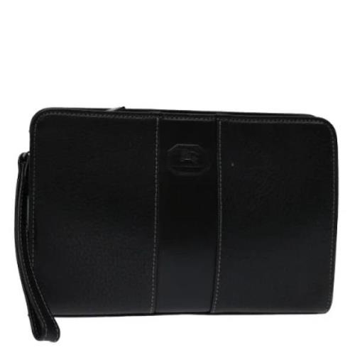 Pre-owned Leather clutches Burberry Vintage , Black , Dames