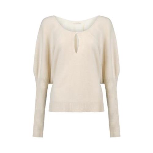 Ivoor Drop-Neck Trui met Ballonmouwen Mes Demoiselles , Beige , Dames