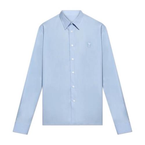 Shirt met logo Ami Paris , Blue , Heren