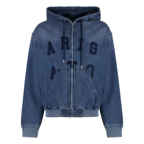 Denim Hoodie Jack Ribbed 100% Katoen Axel Arigato , Blue , Heren