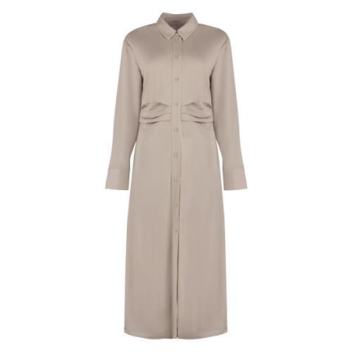 Crepe Buttoned Shirtdress Calvin Klein , Beige , Dames