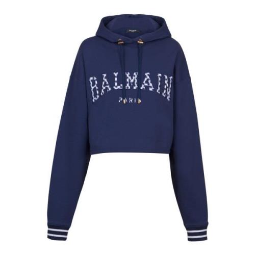 Pari gingham hoodie Balmain , Blue , Dames