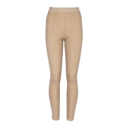 PB Labyrinth gebreide leggings Balmain , Beige , Dames