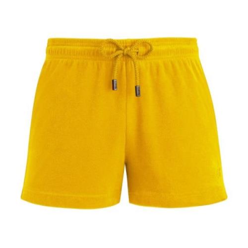 Solide Terry Shorts met Schildpad Borduursel Vilebrequin , Yellow , Da...