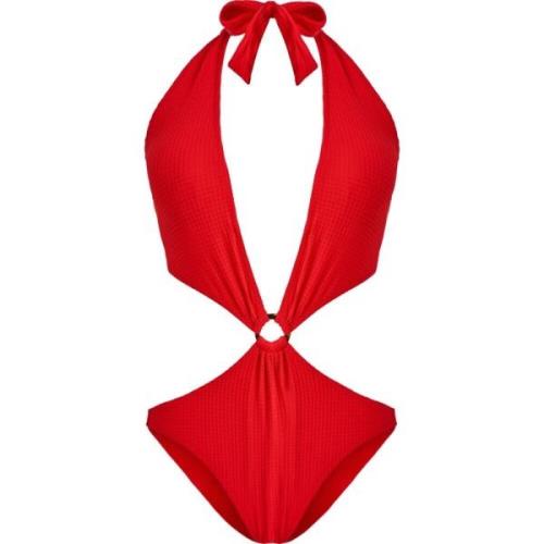 Jacquard Vichy Trikini Badpak voor Dames Vilebrequin , Red , Dames