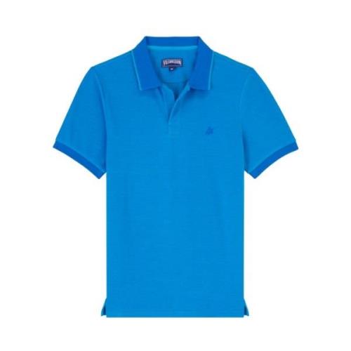 Heren Katoenen Poloshirt met Glinsterend Effect Vilebrequin , Blue , H...