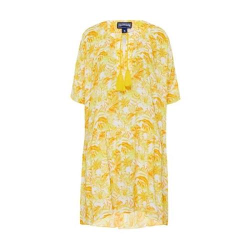 Tahiti Flowers Viscose Jurk voor Dames Vilebrequin , Yellow , Dames