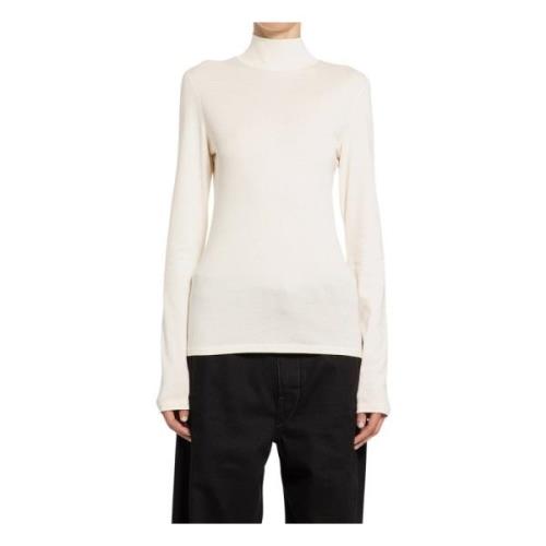 Crème Katoenen Turtleneck Lange Mouw Lemaire , White , Dames