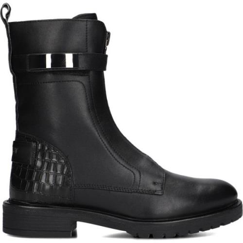 Zwarte Leren Enkellaarzen Notre-v , Black , Dames