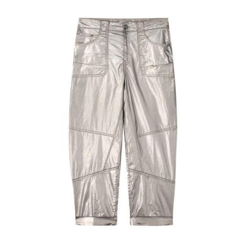 Foil Coated Tapered Broek Summum Woman , Gray , Dames