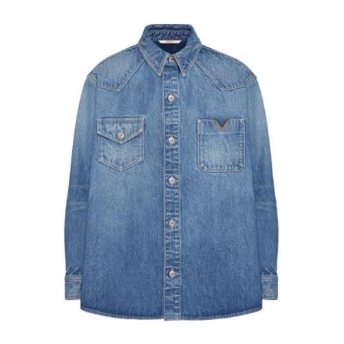 Blauwe Shirts Aw24 Herenmode Valentino Garavani , Blue , Heren