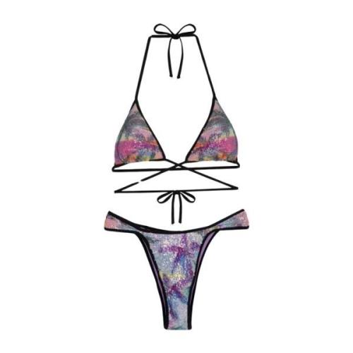 Bikini Triangolo E Slip Americano Fisso Sundown F**k , Multicolor , Da...