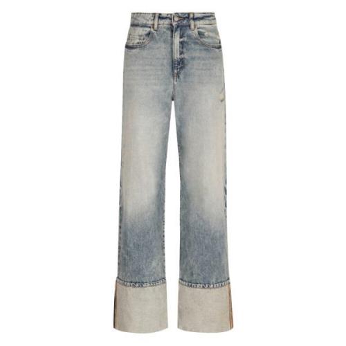 Versleten Wide-Leg Jeans Icon Denim , Blue , Dames