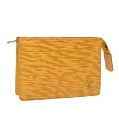 Pre-owned Leather pouches Louis Vuitton Vintage , Yellow , Dames