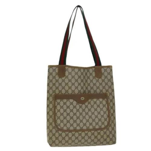 Pre-owned Leather totes Gucci Vintage , Beige , Dames