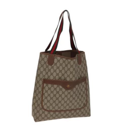 Pre-owned Leather totes Gucci Vintage , Beige , Dames