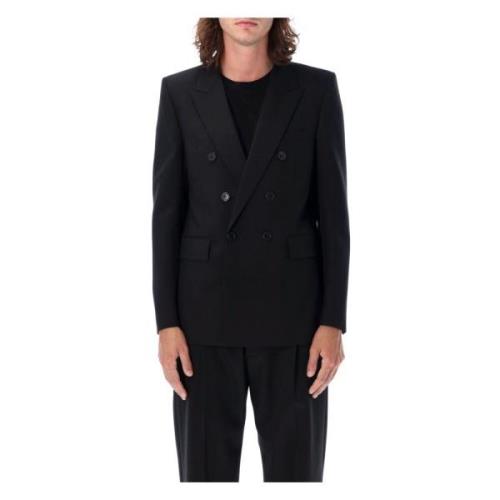 Zwarte Wol Double-Breasted Blazer Saint Laurent , Black , Heren