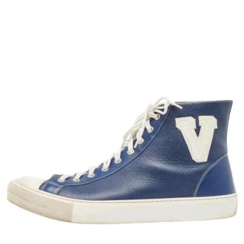 Pre-owned Leather sneakers Louis Vuitton Vintage , Blue , Heren