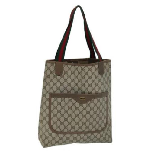 Pre-owned Leather totes Gucci Vintage , Beige , Dames