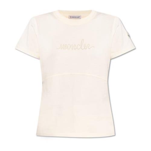 T-shirt met logo Moncler , Beige , Dames